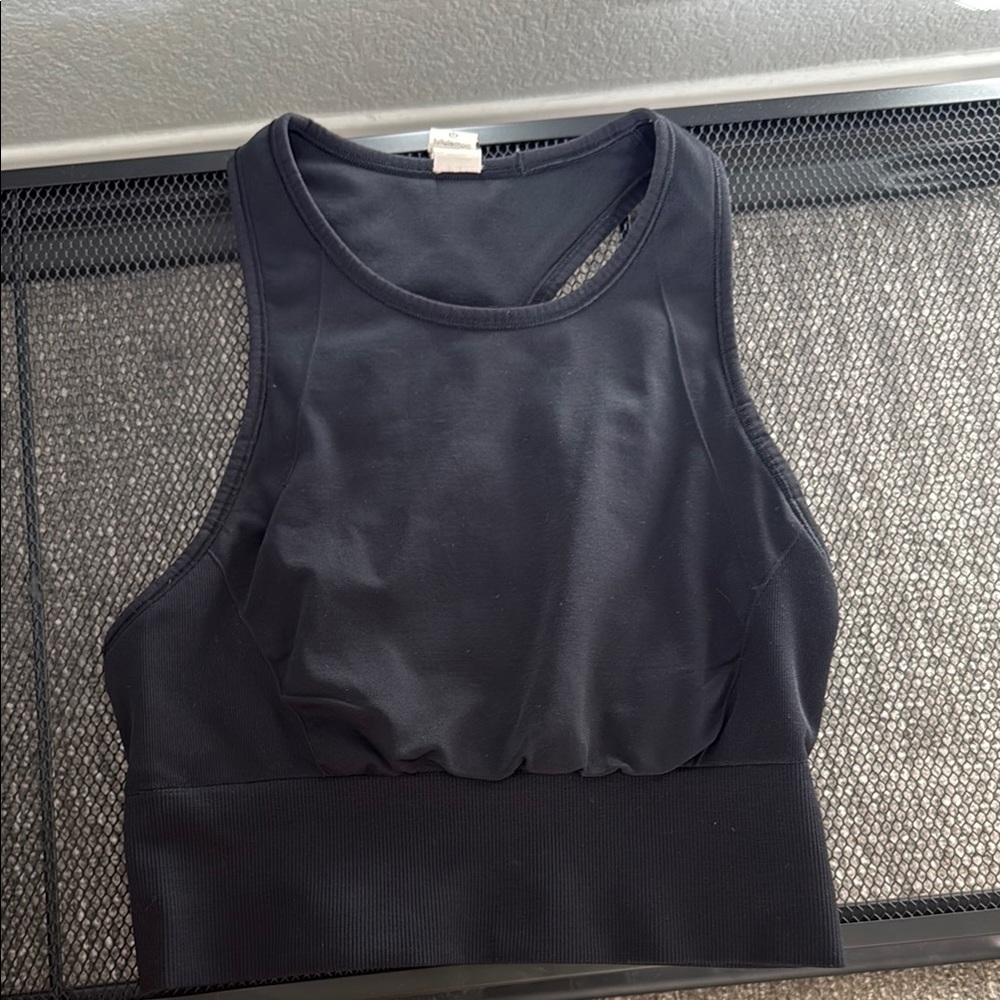 Lululemon Athletica Black Mesh Detail Top